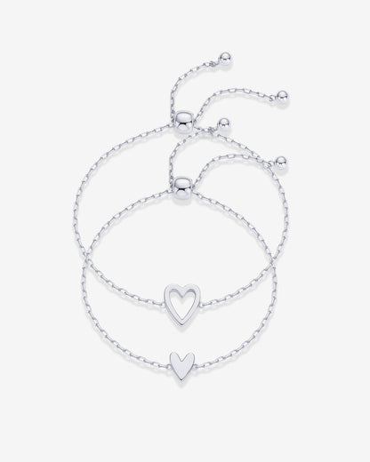 Heart Duo Charm Solitaire Bracelet