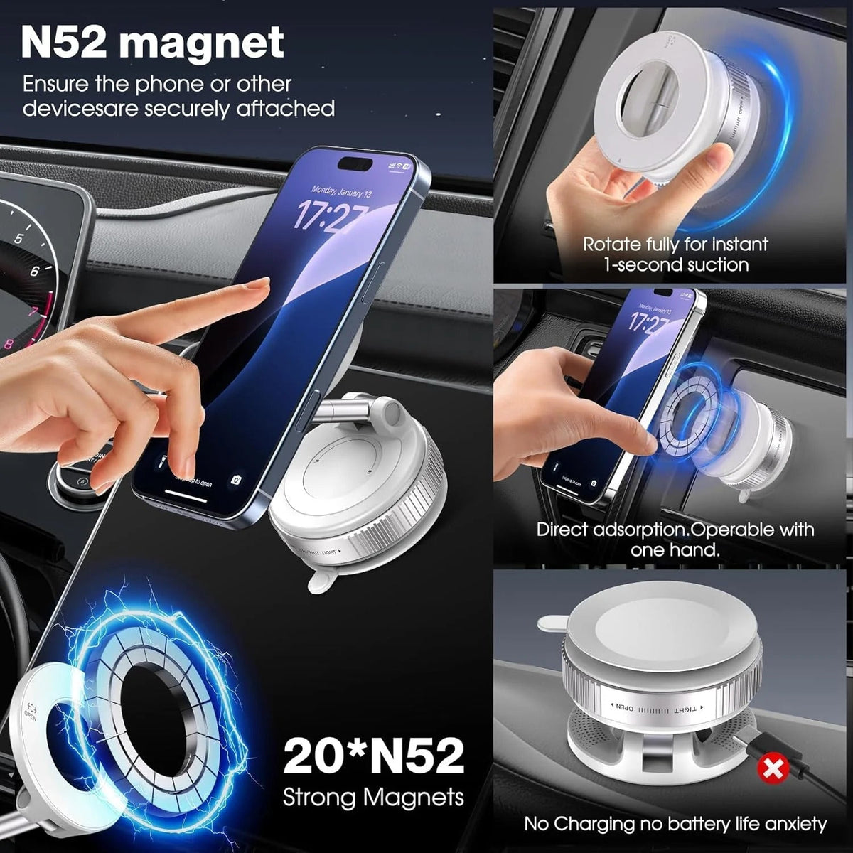 Heavy-duty 360° Vacuum Magnetic Phone Holder FREE