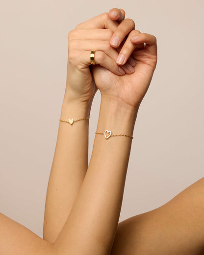 Heart Duo Charm Solitaire Bracelet